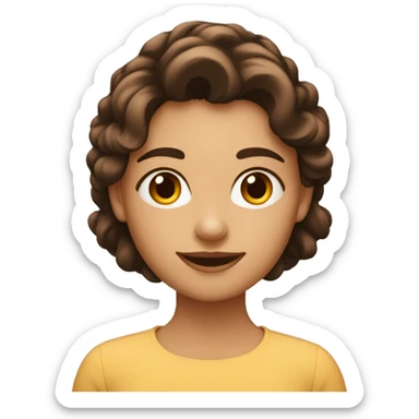 una chica de pelo marron oscuro ondulado joven sticker