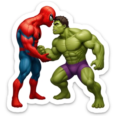 Spiderman kiss hulk sticker
