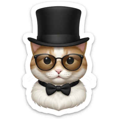 Cat with sunglasses and a top hat sticker