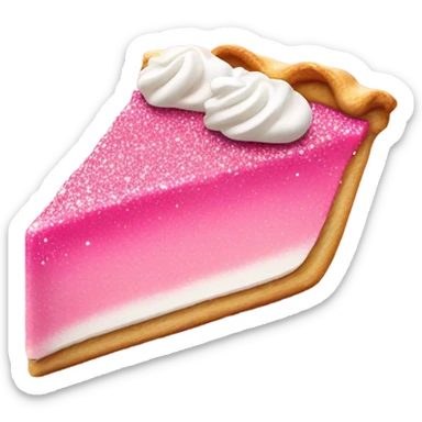 Hot pink slice of pie with light pink whip cream and glitter  sticker