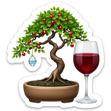 Bonsai tree with glass of wine sticker
