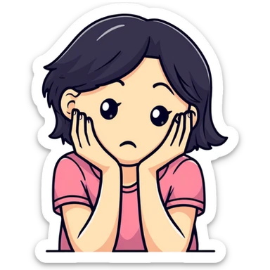 sad girl with headache, holding her head sticker