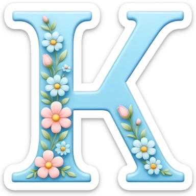 Light-blue flowery romantic alphabet letter sticker