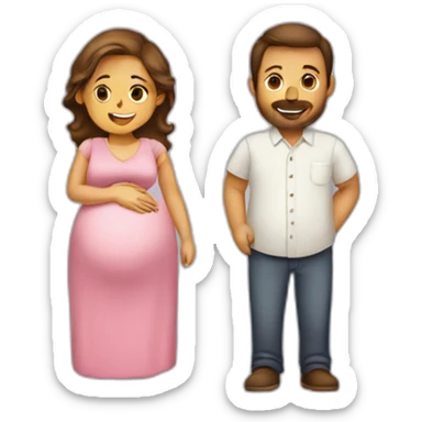 Pregnant wife and husband sticker
