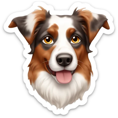 Red merle Australian shepperd with one standing ear and one falling  sticker