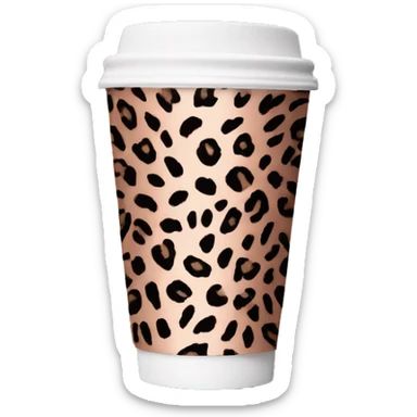 Single Realistic tall leopard print pattern design with rose gold on a take away coffee cup. sticker