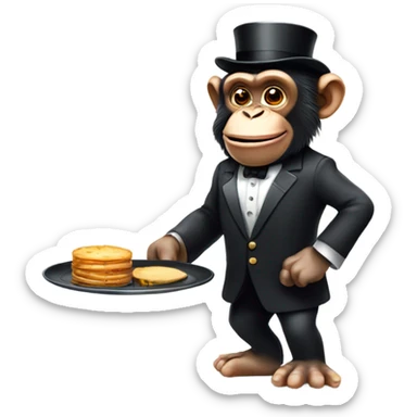 Chimpanzee butler with a platter sticker