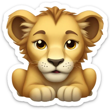 sleepy lion cub sticker