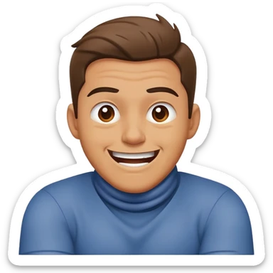 man crossing his arms around his neck while being mad but laughing sticker