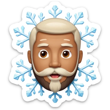 Guy with beard with snowflake on his tongue  sticker