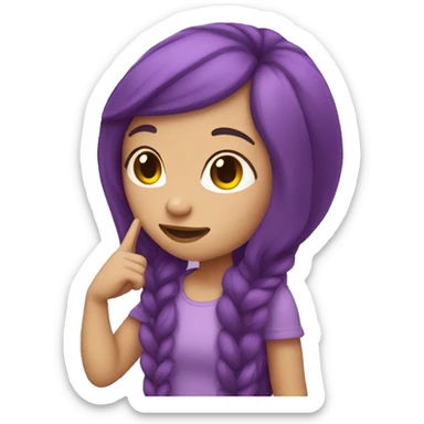 girl with long purple hair and light skin saluting sticker