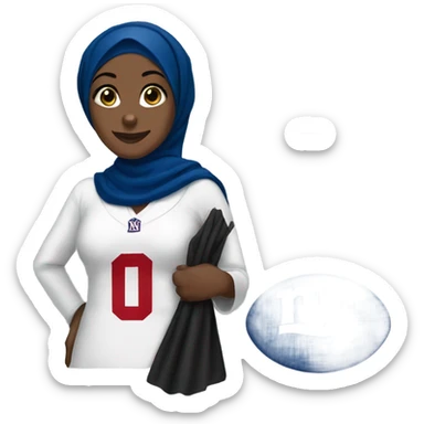 Black Hijabi holding NY Giants sign sticker