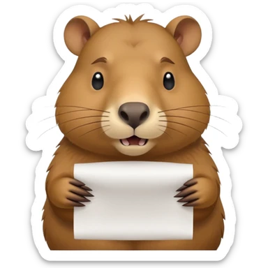emoji of capibara chewing white paper, full height sticker