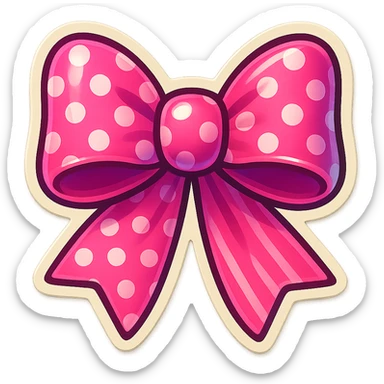 A pink bow sticker with polka dots, pink bow sticker with stripes sticker
