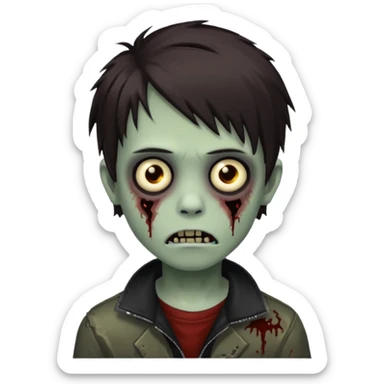 boy zombie with darkish brown hair emo sticker