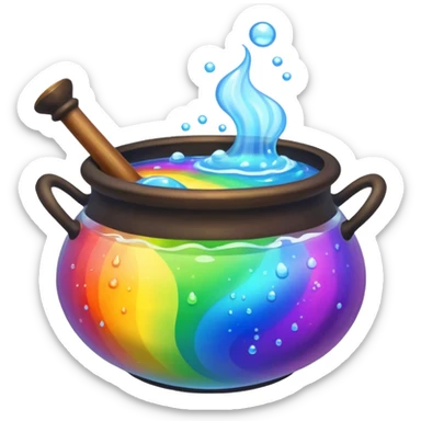 rainbow potion in a cauldron sticker