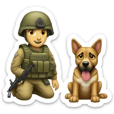 IDF Israeli soldier and K9 army dog. sticker