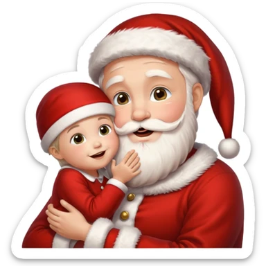 Santa Claus kissing kid sticker