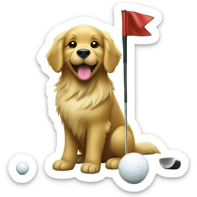 Golf dark golden retriever  sticker
