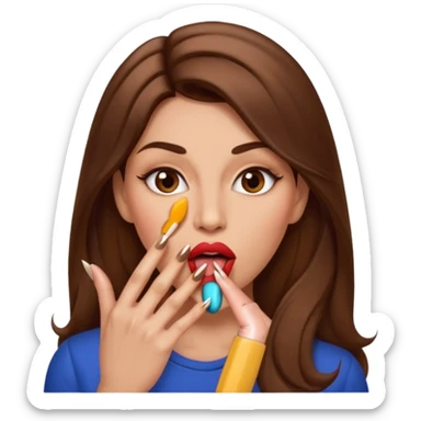 Big lips long nails bestie circle head biting her 1 nail sticker