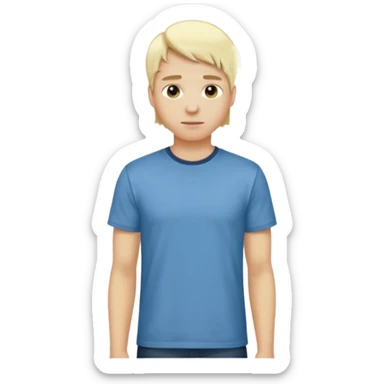 Create a person who is standing still, doing nothing, with blond hair, in the iOS 18 style. sticker