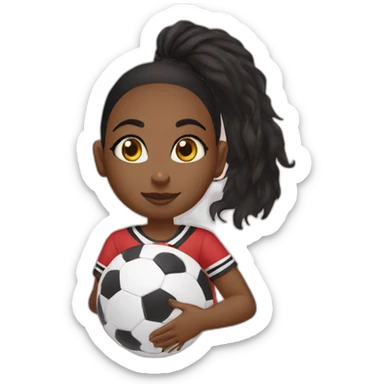 a girl and black hiar and black eyes and footbal t shirt  sticker