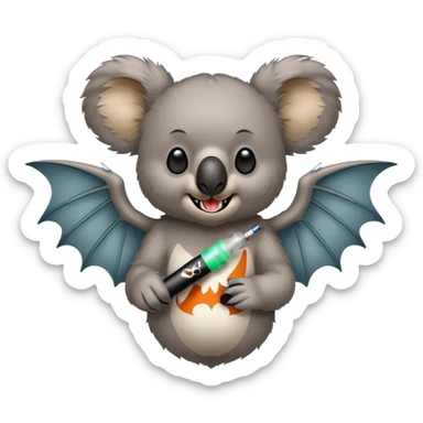 Koala with bat wings and fangs , wearing Nike dunks and holding a vape pen sticker