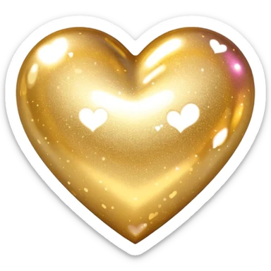 Change the glittery silver color heart with a subtle gradient and no border to a glittery gold color heart with a subtle gradient and no border. Keep the background transparent. Maintain the style and subtle gradient effect of the original heart. sticker