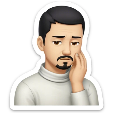 Man with black hair and goatee holding neck bent over in pain sticker