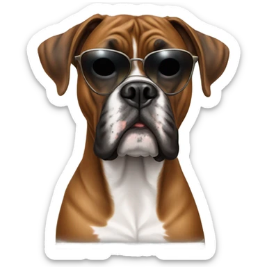 Brindle boxer with sunglasses  sticker