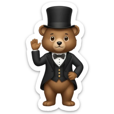 Bear with a full black tophat sticker