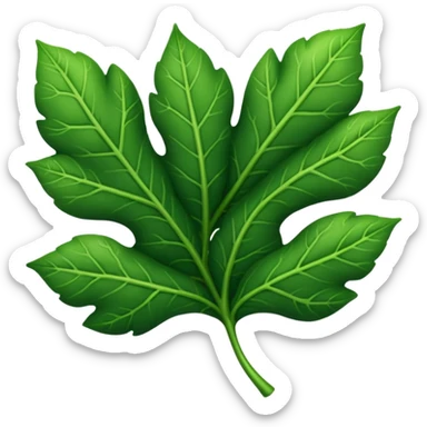 "iOS style leaves emoji, green with detailed veins, no background" sticker