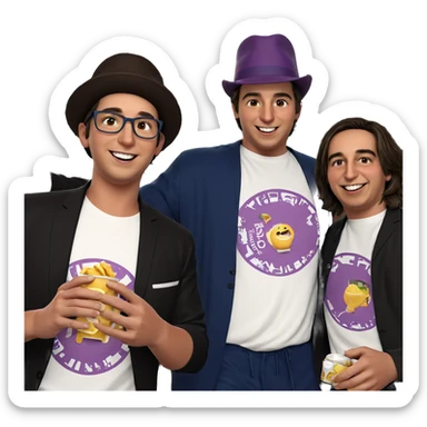 boys enjoying refreshments indoors sticker