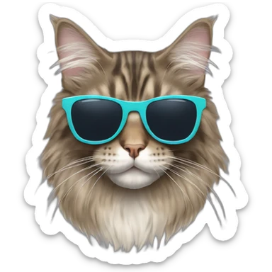 maine coon with sunglasses sticker