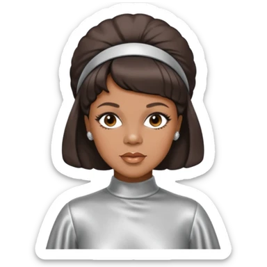 Florence Ballard from The Supremes with dark brown hair, silver outfit sticker