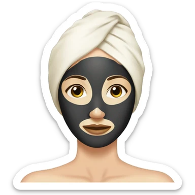 Lady with face mask spa beauty full face relaxing sticker