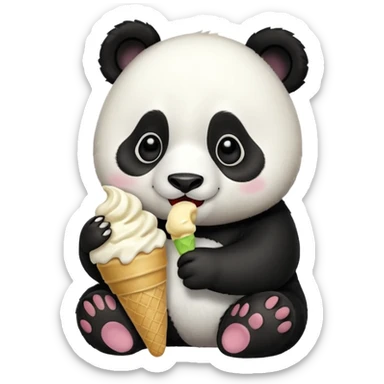 Panda eating ice cream sticker