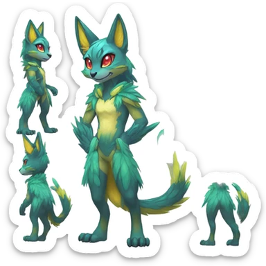 Anthro Sona Cool Edgy Legendary Colorful Shy Shiny Fakemon-Fantasy-Creature With Full Body Detailed High Quality sticker