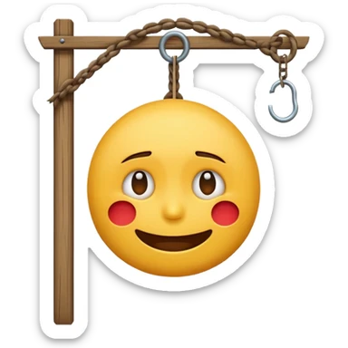 emoji hanging on a gallows, neutral clear style, expressive face, no text sticker