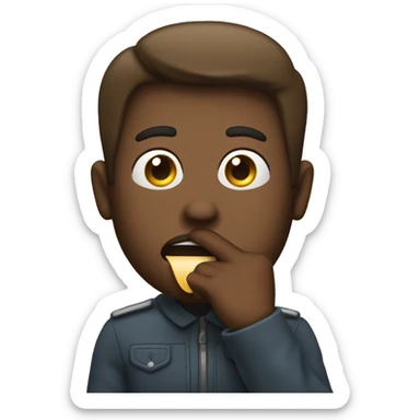 guy telling you to be quiet with finger in front of his mouth as a sign to be quiet sticker