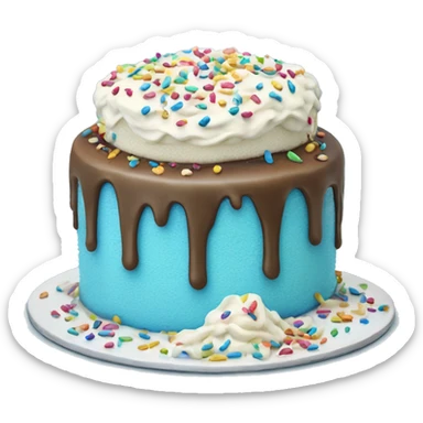 Realistic Blue icing vanilla cake with sprinkles  sticker