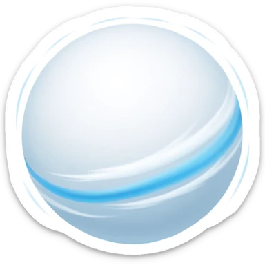 round snowball with flowing light blue and white motion blur trail, soft fluffy texture, cold and airy, modern iOS emoji style, clean minimal look, soft shadows sticker