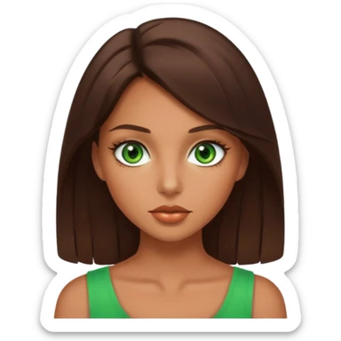 Tanned girl with brunette hair green eyes and nice lips sticker