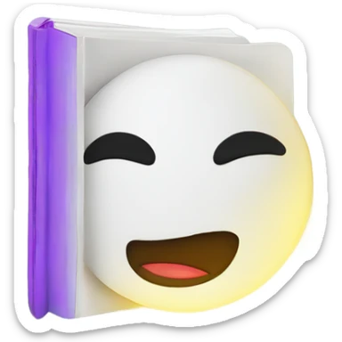 emoji notebook with a flashing light coming out of it sticker