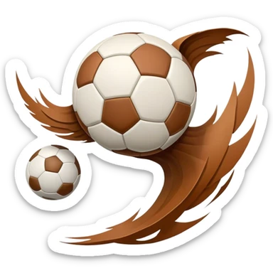 Cinematic Realistic image of a soccer ball soaring through the air, capturing dynamic motion and finely detailed textures with a dramatic, high-energy lighting that evokes the thrill of the game sticker