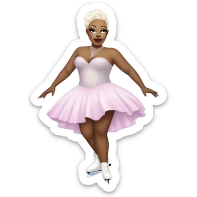 bald black and fat drag queen ice skating sticker