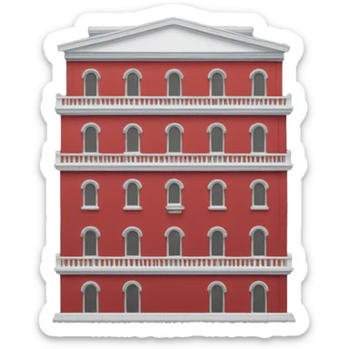 red building with two side building pillars sticker
