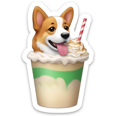 corgi drinking frappuccino sticker