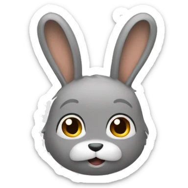 en grå kanin som håller i en morot sticker