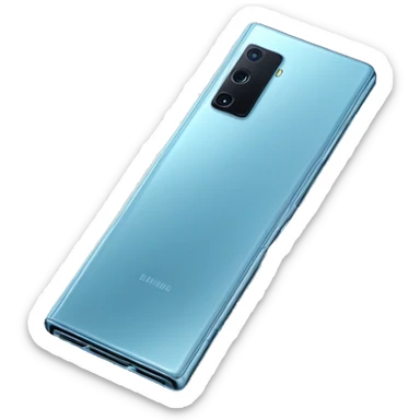 Realistic isolated icy blue samsung galaxy z fold 5 smart phone. sticker